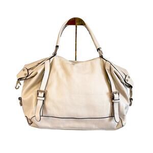Vintage Ora Delphne Women's Cream Leather Convertible Satchel Shoulder Bag